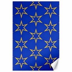 Star Pattern Blue Gold Canvas 24  X 36 