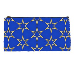 Star Pattern Blue Gold Pencil Case by Dutashop