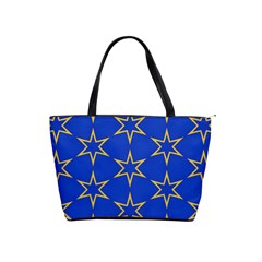 Star Pattern Blue Gold Classic Shoulder Handbag by Dutashop