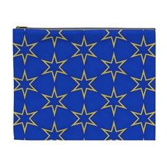 Star Pattern Blue Gold Cosmetic Bag (xl) by Dutashop