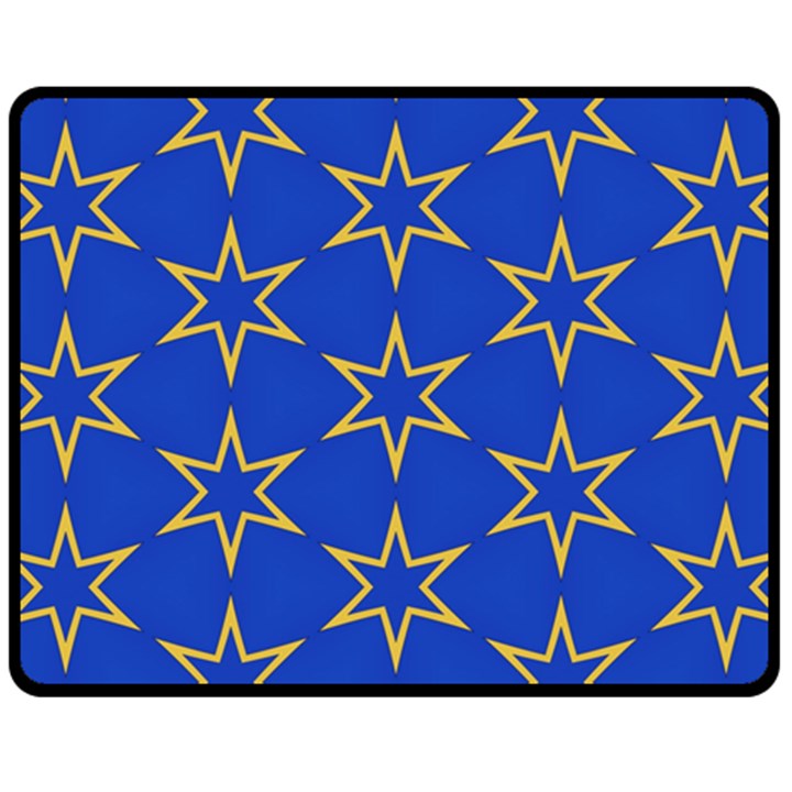 Star Pattern Blue Gold Fleece Blanket (Medium) 