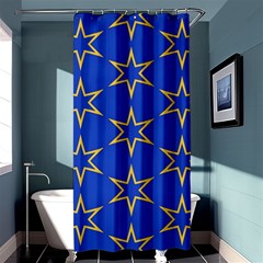 Star Pattern Blue Gold Shower Curtain 36  X 72  (stall) 