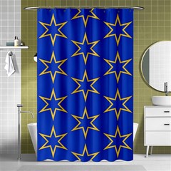 Star Pattern Blue Gold Shower Curtain 48  X 72  (small) 