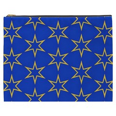 Star Pattern Blue Gold Cosmetic Bag (xxxl) by Dutashop