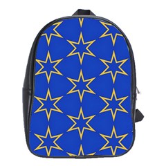 Star Pattern Blue Gold School Bag (xl) by Dutashop