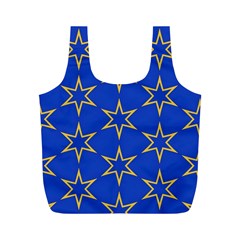 Star Pattern Blue Gold Full Print Recycle Bag (m)