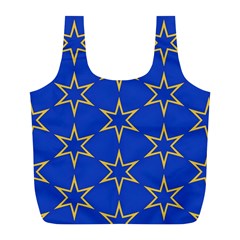 Star Pattern Blue Gold Full Print Recycle Bag (l)