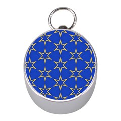 Star Pattern Blue Gold Mini Silver Compasses