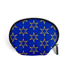 Star Pattern Blue Gold Accessory Pouch (small) by Dutashop