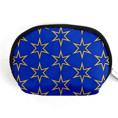 Star Pattern Blue Gold Accessory Pouch (medium) by Dutashop