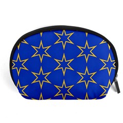 Star Pattern Blue Gold Accessory Pouch (large) by Dutashop