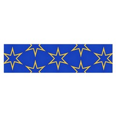 Star Pattern Blue Gold Satin Scarf (oblong) by Dutashop