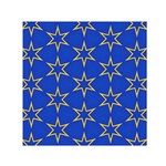 Star Pattern Blue Gold Small Satin Scarf (Square) Front