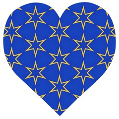 Star Pattern Blue Gold Wooden Puzzle Heart