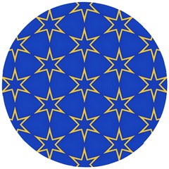 Star Pattern Blue Gold Wooden Puzzle Round