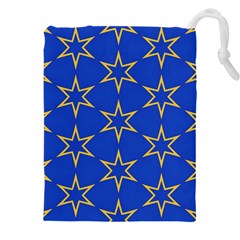 Star Pattern Blue Gold Drawstring Pouch (4xl) by Dutashop