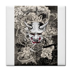 Samurai Oni Mask Tile Coaster by Saga96