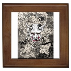 Samurai Oni Mask Framed Tile by Saga96