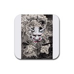 Samurai Oni Mask Rubber Coaster (Square)  Front