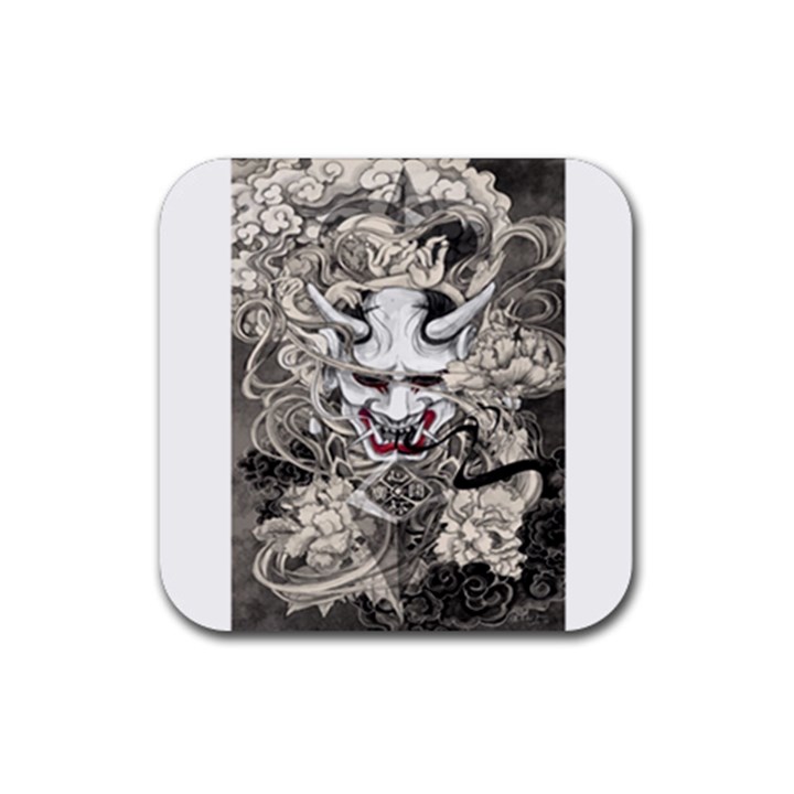 Samurai Oni Mask Rubber Coaster (Square) 