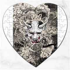 Samurai Oni Mask Jigsaw Puzzle (heart) by Saga96