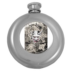 Samurai Oni Mask Round Hip Flask (5 Oz)