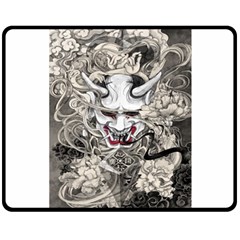 Samurai Oni Mask Fleece Blanket (medium)  by Saga96