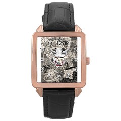 Samurai Oni Mask Rose Gold Leather Watch  by Saga96