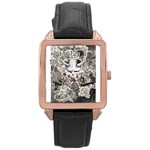 Samurai Oni Mask Rose Gold Leather Watch  Front