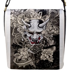 Samurai Oni Mask Flap Closure Messenger Bag (s) by Saga96