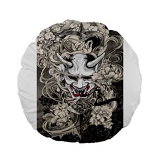 Samurai Oni Mask Standard 15  Premium Flano Round Cushions by Saga96