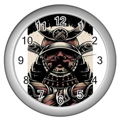 Samurai Oni Mask Wall Clock (silver) by Saga96