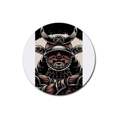 Samurai Oni Mask Rubber Round Coaster (4 Pack)  by Saga96