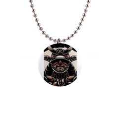 Samurai Oni Mask 1  Button Necklace by Saga96