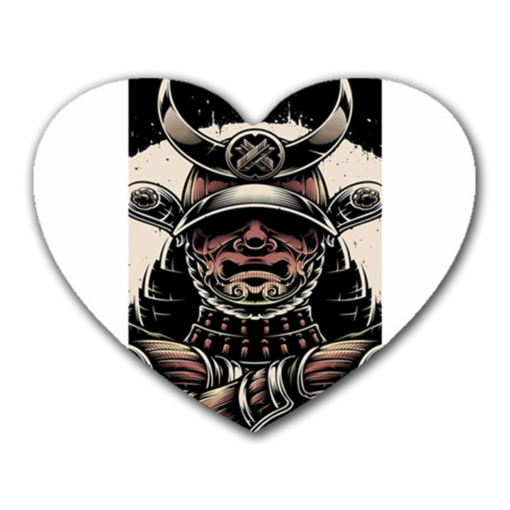 Samurai Oni Mask Heart Mousepads