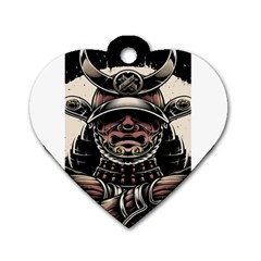 Samurai Oni Mask Dog Tag Heart (two Sides)