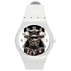 Samurai Oni Mask Round Plastic Sport Watch (m)