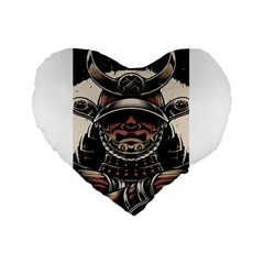 Samurai Oni Mask Standard 16  Premium Heart Shape Cushions by Saga96