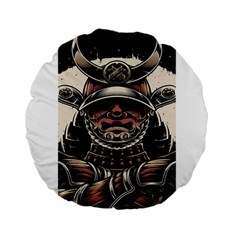 Samurai Oni Mask Standard 15  Premium Flano Round Cushions by Saga96