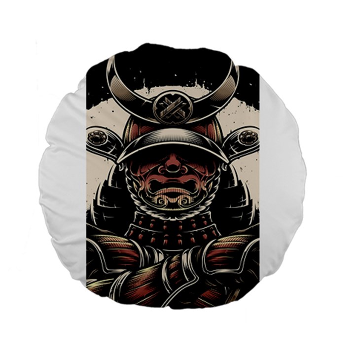 Samurai Oni Mask Standard 15  Premium Flano Round Cushions