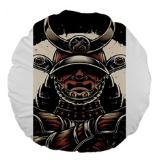 Samurai Oni Mask Large 18  Premium Flano Round Cushions by Saga96