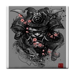 Samurai Oni Mask Tile Coaster by Saga96