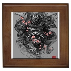 Samurai Oni Mask Framed Tile by Saga96