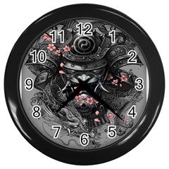 Samurai Oni Mask Wall Clock (black) by Saga96