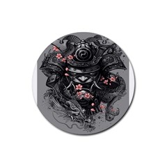 Samurai Oni Mask Rubber Coaster (round)  by Saga96