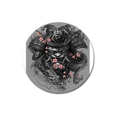 Samurai Oni Mask Magnet 3  (round) by Saga96