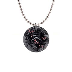 Samurai Oni Mask 1  Button Necklace