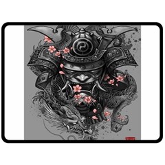 Samurai Oni Mask Fleece Blanket (large)  by Saga96