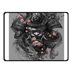 Samurai Oni Mask Fleece Blanket (small) by Saga96