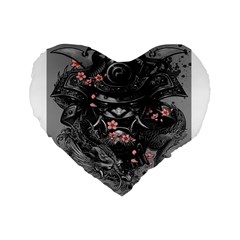 Samurai Oni Mask Standard 16  Premium Heart Shape Cushions by Saga96